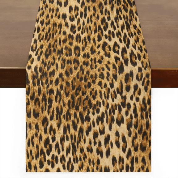 Qzaxky Table Runner Boho Table Runner Leopard Print Bohemian Boho Outdoor Table Runner Decoration for Indoor Outdoor Home Dinner Party Wedding Decor 13 x 60 Inch