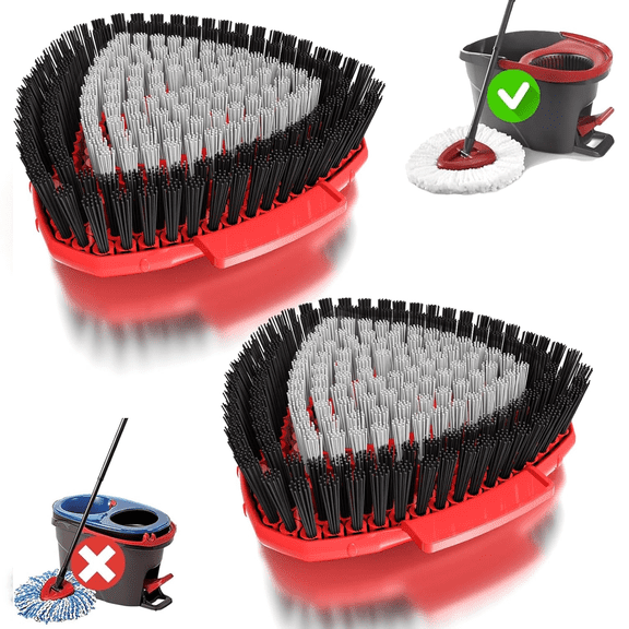 4 Pcs Spin Mop Replacement Scrub Brush Heads,Full Hard Bristle Scrubber Replace Great for Kitchen Bathroom Pools Deck Floor Cleaning