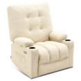 thumbnail image 6 of Large Electric Power Swivel Glider Rocker Recliner, Massage and Heat, USB Ports, Faux Leather, Cream White, 6 of 8