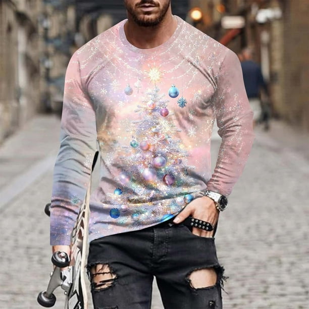 Blusas y camisas de manga larga con cuello redondo para hombre Blusa de manga larga con cuello redondo y estampado de carnaval para hombre Blusa de poliéster para hombre