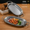 thumbnail image 5 of Vintage Stainless Steel Oval Seafood Platter Double Handle Serving Tray Antique, 5 of 9
