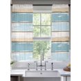 thumbnail image 2 of Blue Wood Grain Sheer Curtains 72 Inch Length 2 Panels Set, Farmhouse Vintage Shabby Geometric Voile Window Treatment Rod Pocket Curtains Sheers Drapes for Bedroom/Living Room/Kitchen 52"x72"x2, 2 of 7