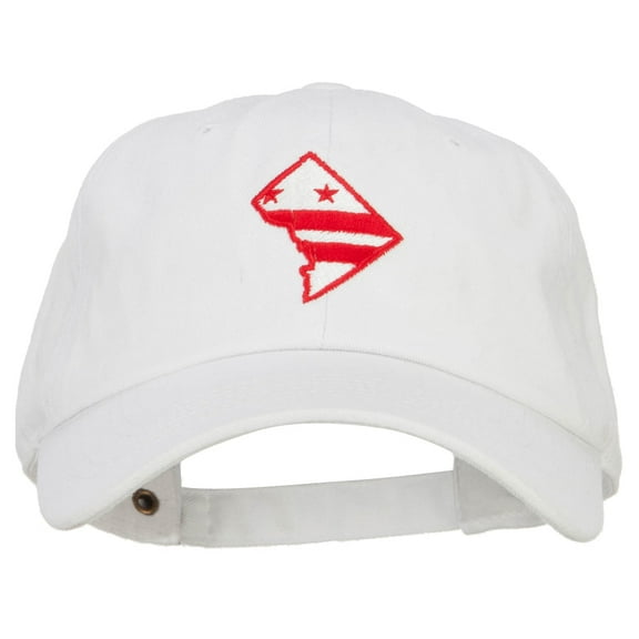 Washington D.C. Flag Map Embroidered Unstructured Washed Cap - White OSFM