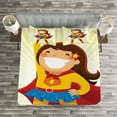 thumbnail image 3 of Ambesonne Superhero Quilted Bedspread Set 3 Pcs, Heroine Girl Costume, Queen Size, Multicolor, 3 of 3