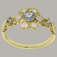 thumbnail image 2 of LBG British Made 14k Yellow Gold Natural Tanzanite & Opal Womens Promise Ring - 33 size options - Size 10.75, 2 of 7