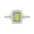 thumbnail image 2 of 1.86ct emerald cut green natural peridot 18k white gold halo Bridal Wedding Engagement Promise Anniversary Ring for Women size 3.5, 2 of 7