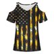 thumbnail image 3 of Fiudx Ofertas de La Semana Camisa de Cuello Redondo de Manga Corta con Hombros Descubiertos y Estampado Informal a La Moda para Mujer, 3 of 4