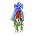 thumbnail image 2 of Patriotic Red White Teardrop Wreath - 4th of July Independence Day Decoration with Blue Bow - 29.5 Inch Outdoor Front Door Garland, 2 of 9