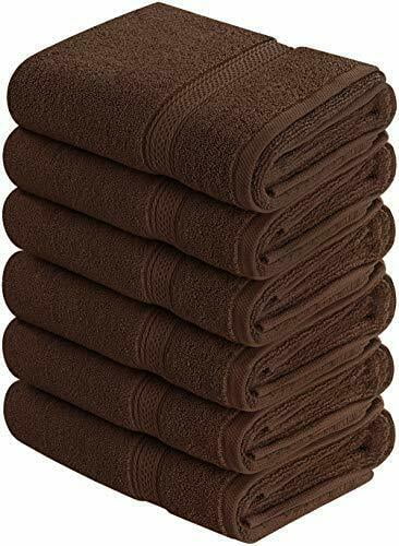 Cotton Large Hand Towels Multipurpose Bath Gym Spa Dark Brown 4 Pack 16"x28" 