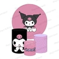 thumbnail image 2 of Fondo rosa Kuromi Hello Kitty cubierta redonda niña fiesta de cumpleaños Baby Shower Fondo foto cilindro elástico Banner Decoración, 2 of 4