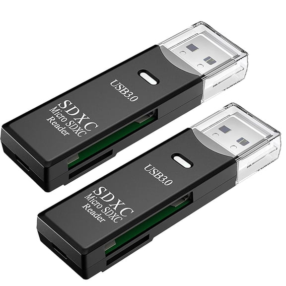 USB3.0 Micro SD Card Reader, 5Gbps SD Card Reader to USB Adapter, Wansurs Memory Card Reader for SDXC, SDHC, MMC, RS-MMC, Micro SDXC, Micro SD, Micro SDHC and UHS-I Cards (2 Pack USB3.0)