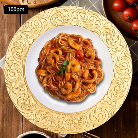 100 PCs Plates Gold Round Western Dim Sum Plate Party Dinner Plates Set