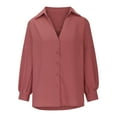 thumbnail image 4 of HAiming Womens Button down Shirts Solid Color 3/4 Sleeve Lapel V Neck Tops Casual Loose Work Office Tunic Blouse, 4 of 6