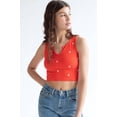 thumbnail image 2 of Ragstock Red Embroidered Flower Seamless Notch Tank, 2 of 4
