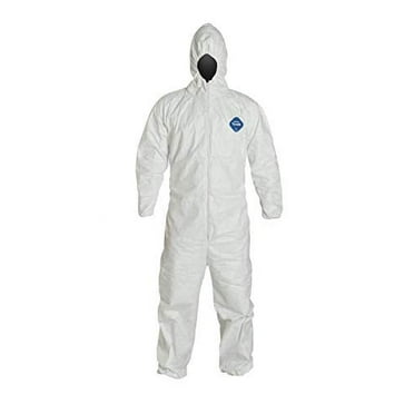 DuPont TY127S Disposable Elastic Wrist, Ankle & Hood White Tyvek Coverall Suit 1428, Size Large, Sold by the Each