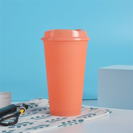

Color Changing Cups with Lids 473ml Reusable BPA Free Creative Hot Drink Cups for Kids Orange