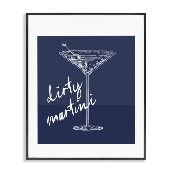 Stupell Industries Dirty Martini on Blue Black Framed Giclee Art, design by Lettered and Lined