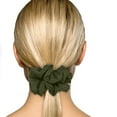 thumbnail image 4 of Scrunchies Cotton Knit Jumbo Size 3-Pack Ponytail Holder Made in USA Scrunchie King Olive, 4 of 6