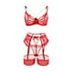 thumbnail image 3 of Erotic Lingerie Mesh Stitching Eyelashes Lace Hanging Chain Butterfly Four-piece Set, 3 of 4
