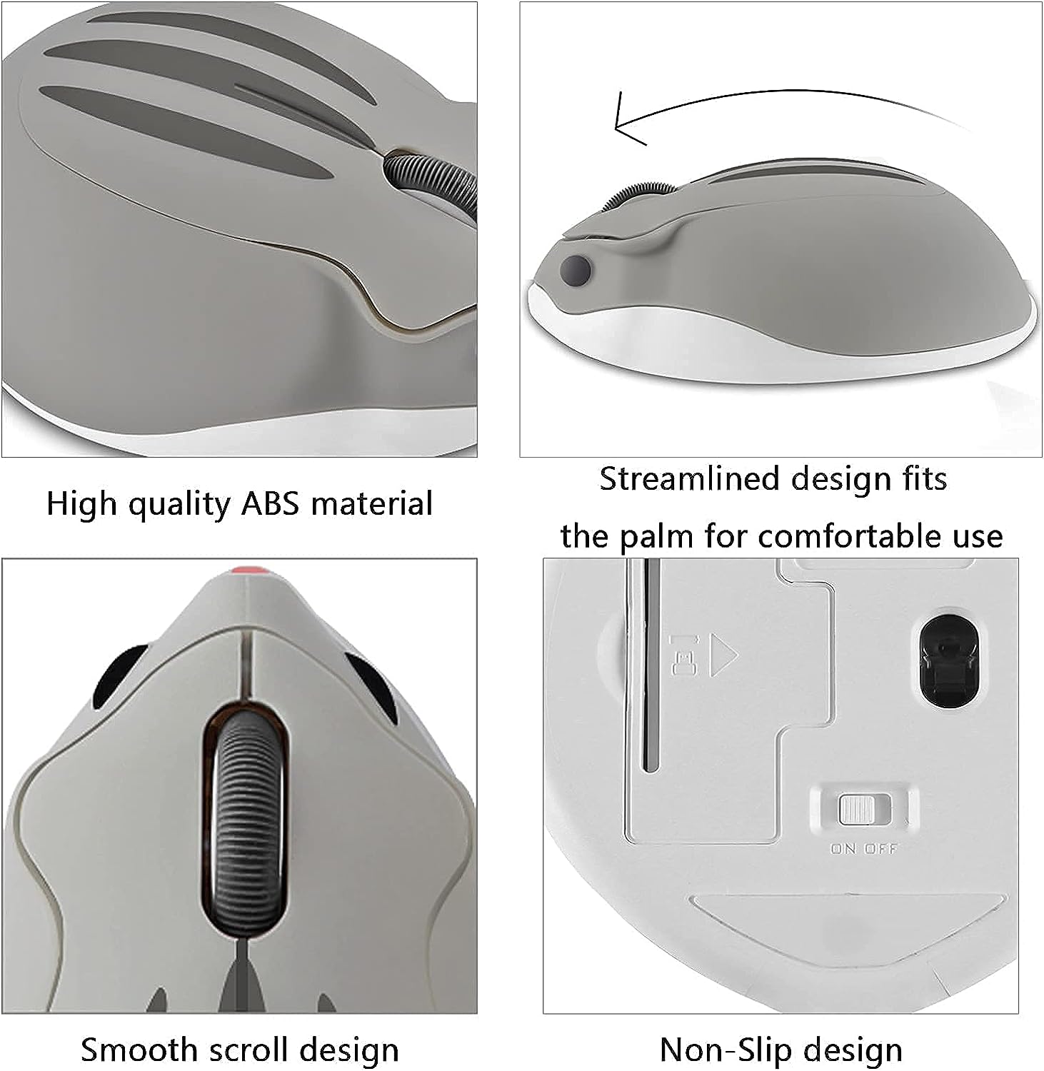 Sunffice Mouse Hamster Shape 2.4GHz Wireless mouse 1200DPI USB connection Mouse Cute shape gaming mouse grey