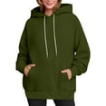thumbnail image 2 of AGWOLF Womens Oversized Hoodies Preppy Long Sleeve Pullover with Pocket Drawstring Hooded Sweatshirts Fall Winter Shirts Y2k Clothes, 2 of 8