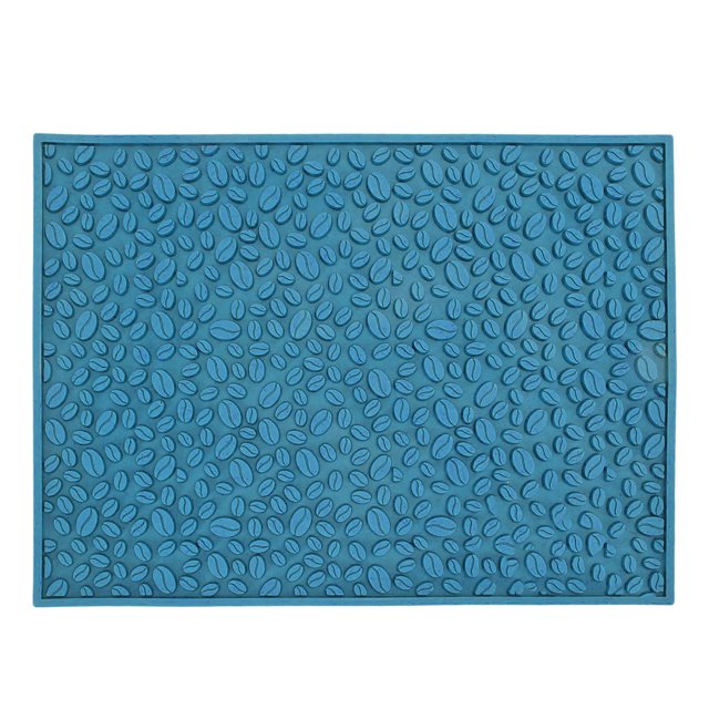 Ficarrico Alfombrilla antideslizante para tazas, diseño de granos de café, barra de escritorio, almohadilla de PVC para filtrado de drenaje de agua, color azul