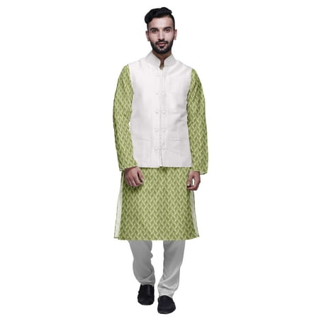 

Atasi Printed Long Sleeve Classic Ethnic Kurta Pyjama Set For Mens Casual Wear