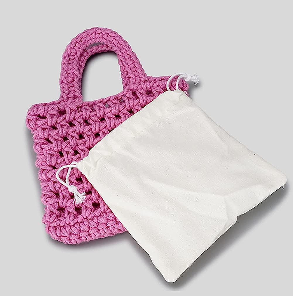 Kukuzhu Crochet Knit Purse for Women Mesh Cotton Rope Tote Bag Summer Handwoven Handbag Beach Vacation Hobo Bag for Women