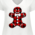 thumbnail image 4 of Inktastic Buffalo Plaid Gingerbread Man Women's Plus Size V-Neck T-Shirt, 4 of 5