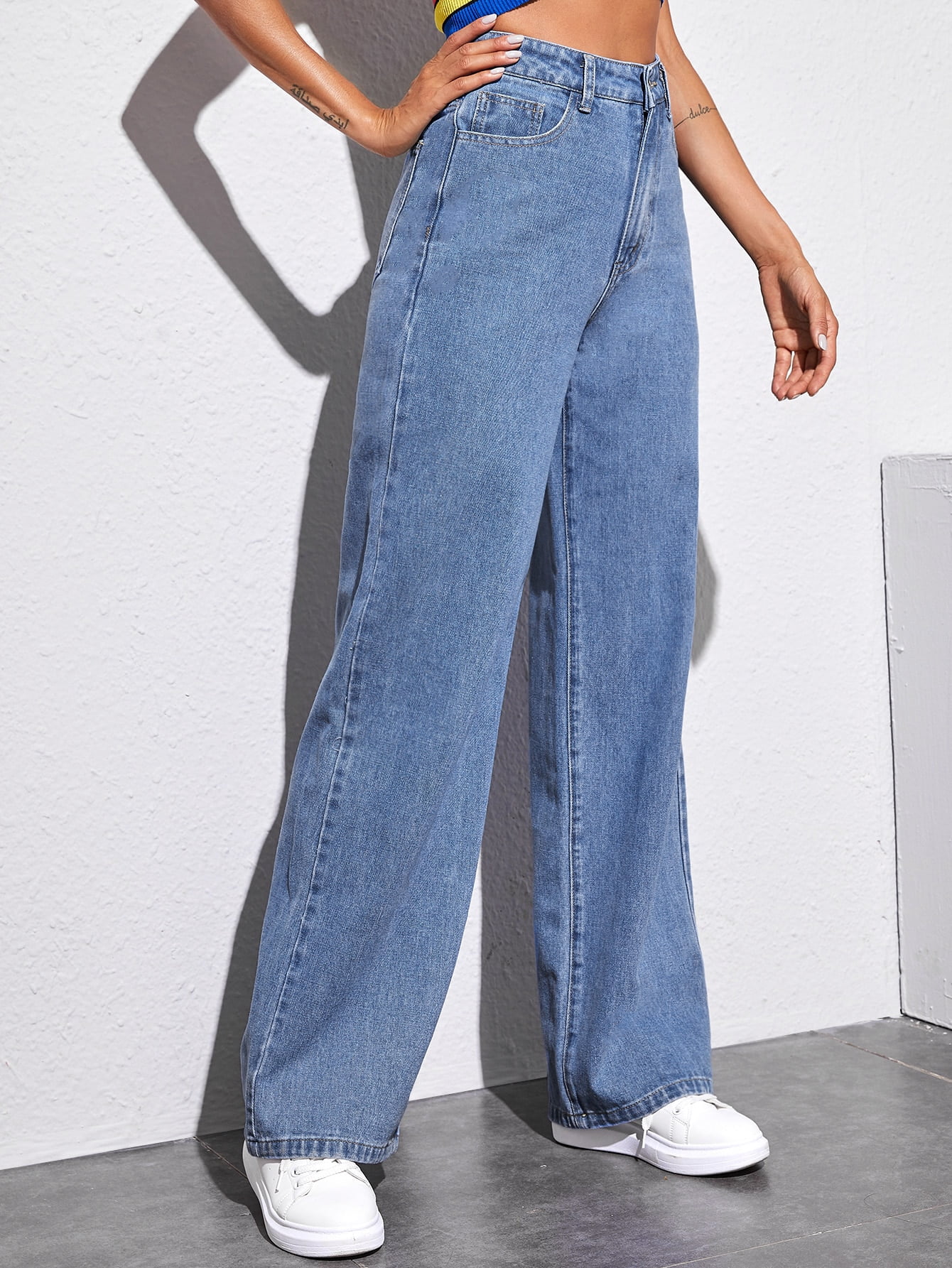 Women's High Rise Baggy Jeans - Walmart.com