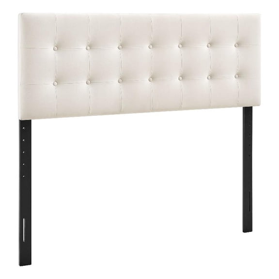 Pemberly Row Stain-Resistant Performance Velvet Queen Headboard in Alabaster
