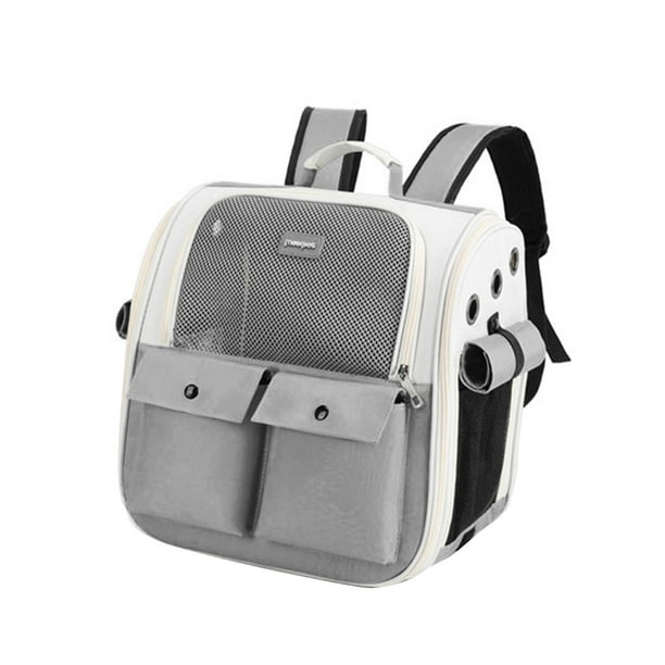 Mochila Transportín para Gatos Jinwen Plegable Alta Capacidad Correa Ajustable Portátil Transpirable Gris