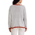 thumbnail image 3 of INSPIRE CHIC Women's Striped Sweater Casual Curved Hem Drop Shoulder Sweaters Pullover Top 2XL Light Gray, 3 of 6