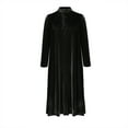thumbnail image 5 of Women's Plus Size Velvet Long Dress Long Sleeve Crew-Neck Button Down Dresses Casual Solid Loose Long Dress, 5 of 6