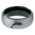thumbnail image 2 of Tungsten Dolphin Sea Animal Island Band Ring 8mm Men Women Comfort Fit Black Dome Brushed Gray Polished, 2 of 4