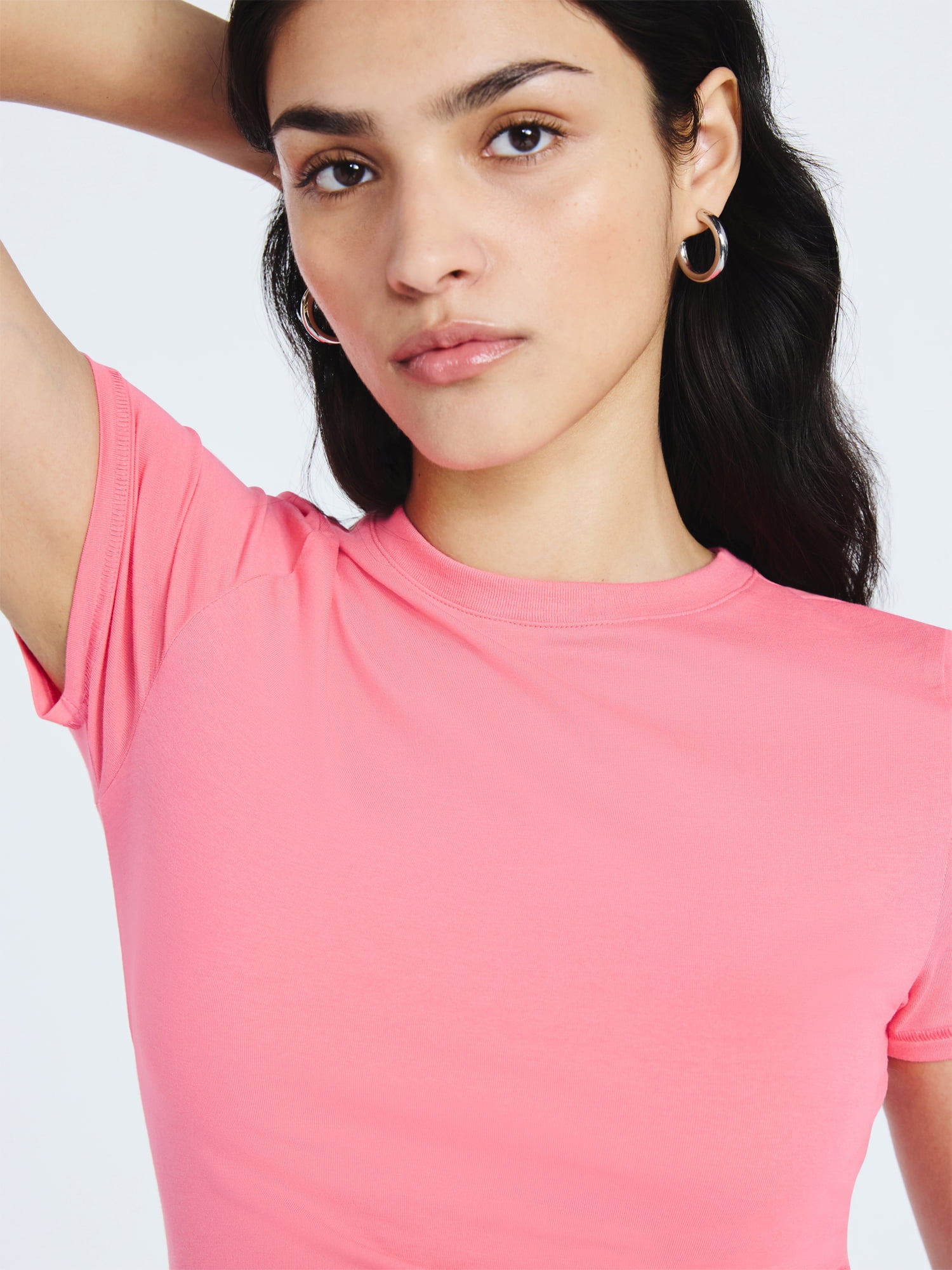 Scoop Women’s Stretch Cotton Blend Baby Tee with Short Sleeves, Sizes XS-XXL