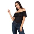 thumbnail image 1 of Blusa negra con olan AMAD Casual para mujer Talla M, 1 of 5