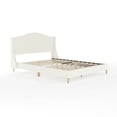 thumbnail image 4 of Martha Stewart Queen Upholstered Platform Bed with Curved Headboard and Cushioned Siderails, Wood Slat Foundation with No Box Spring Needed, Off-White Boucle, 4 of 12