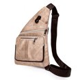 thumbnail image 3 of Bolso Cuero PU Multi Bolsillos Antirrobo Viaje Simple Satchel Caqui, 3 of 4