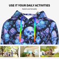 thumbnail image 4 of Lsque Skull blue crystal flower Pattern Casual Women's Hoodie,Hooded Sweatshirt with Kangaroo Pocket,Pullover Hoodie with Eye-catching Drawstrings-Small, 4 of 7
