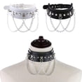 thumbnail image 1 of Colr de de material cuero de 2 Piezas para Hombres Y Mujeres, Colr con Cadenas Tachonadas Harajuku Hugo Gargantilla de pico gótico con cadena, 1 of 10