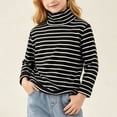 thumbnail image 6 of Girls Boys Turtleneck Long Sleeve Tops Striped Pullover Slim Fit Layering Fall Winter Fashion Soft Comfort Base Shirts White 2-3Years, 6 of 9