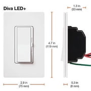 Lutron Diva LED+ Dimmer Light Switch Halogen, and Incandescent Bulbs, 150 Watt