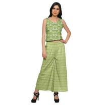 Moomaya Women Crop Top Maxi Palazzo Set Printed 2 Piece Outfit Dress Ethnic Wear
