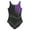 Purple, variant on Raenseen Women's Gymnastic Leotard Mesh Color Block Bodysuit Tops Dance Costume Dancewear Fluorescent Yellow XL