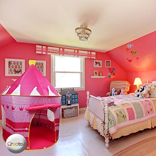 Creatov Kids Tent Toy Princess Playhouse Toddler Play House Pink Castle for Kid Children Girls Boys Baby Indoor Outdoor Toys Foldable Playhouses