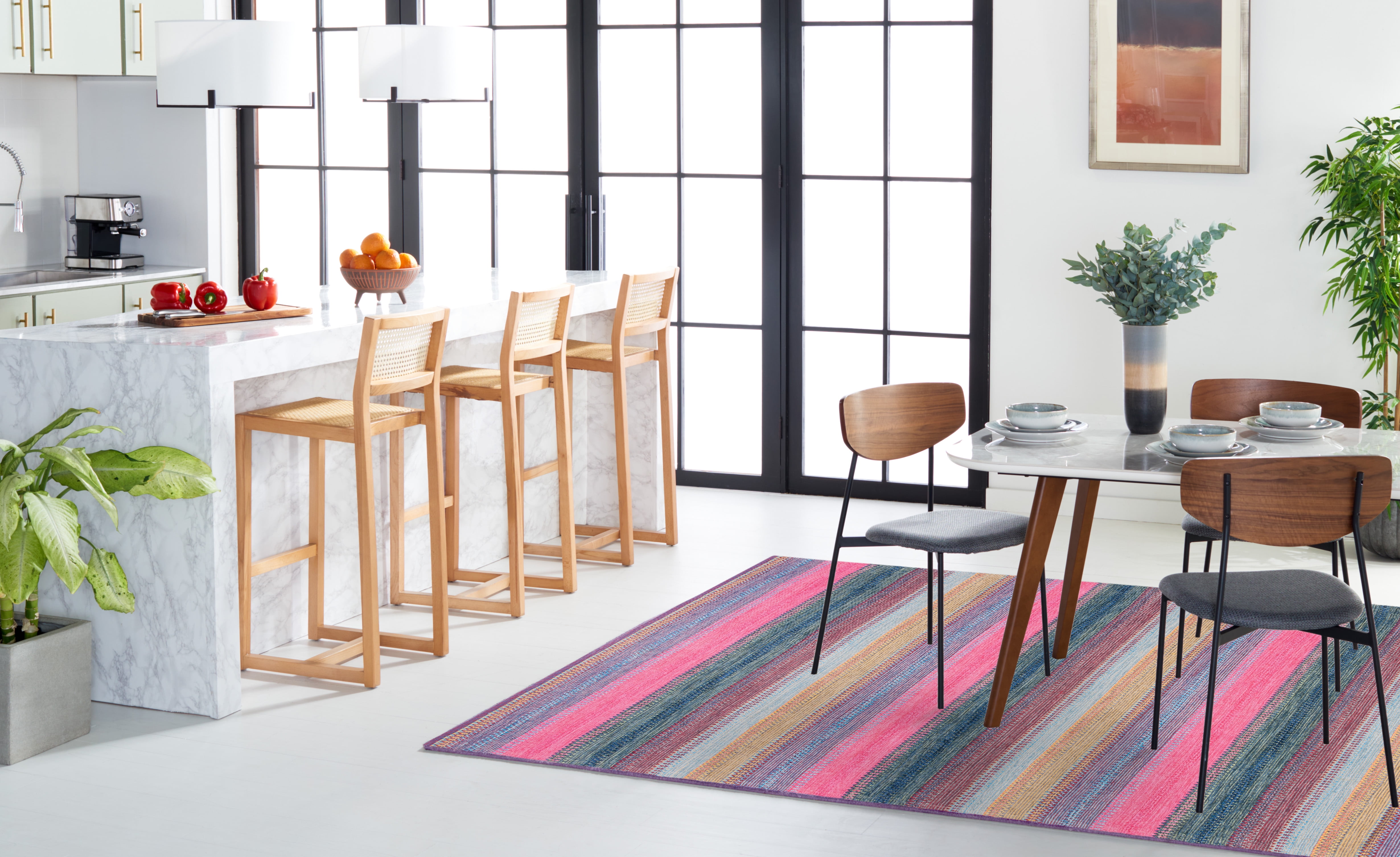 SAFAVIEH Montauk Albine Striped Cotton Area Rug, Red/Blue, 6' x 9'