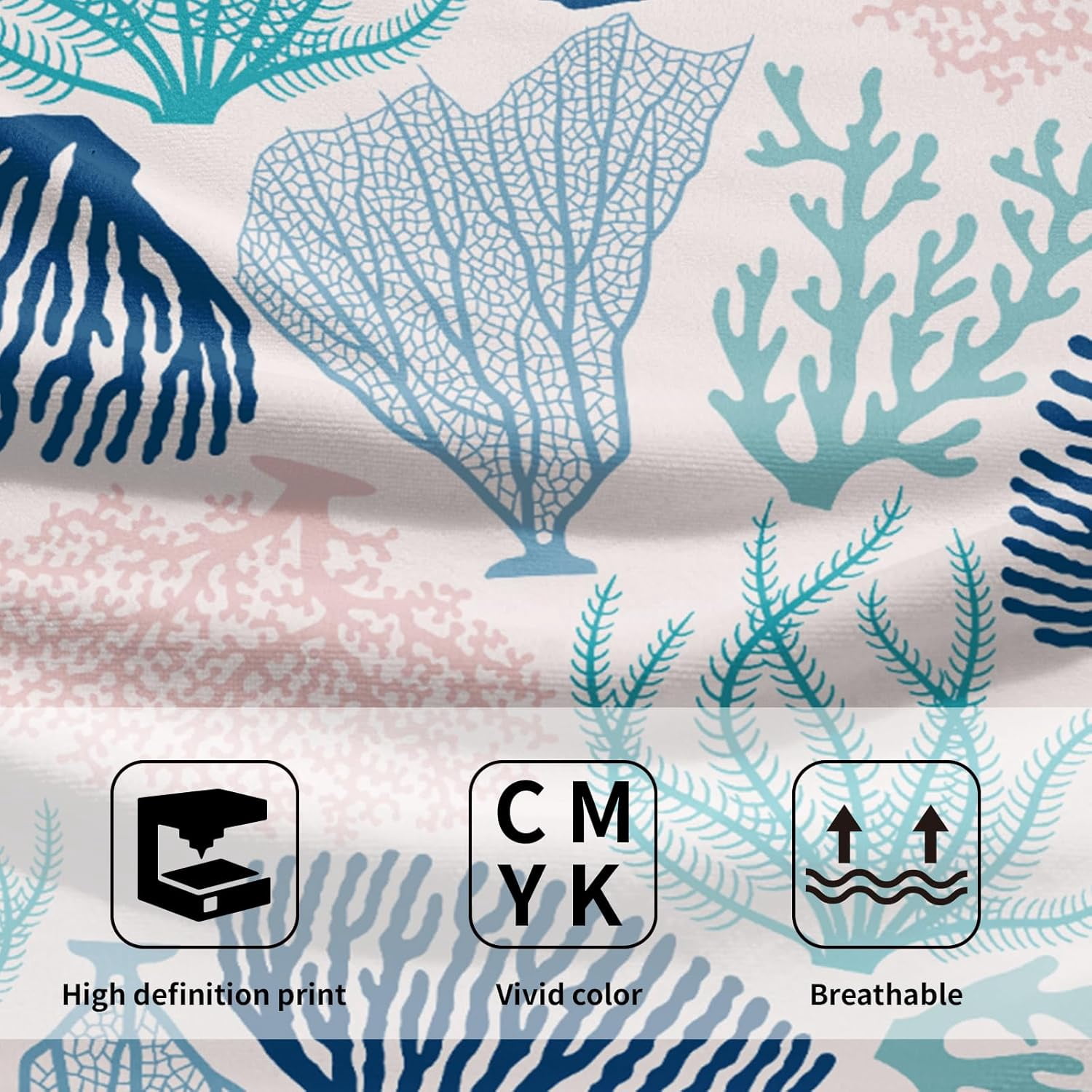 Coastal Blue Coral Hand Towels 28 x 14 Inch Pack of 2, Navy Teal Pink Ocean Marine Soft Absorbent Decorative Towel for Gym Spa Home Bathroom Kitchen