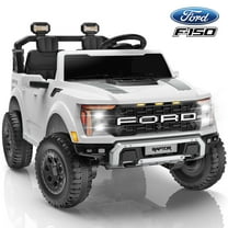 24V 2 Seater Ride on Toys for Big Kids, Licensed Ford F 150 Raptor Ride on Cars with Remote Control, Bluetooth, FM Radio, LED Lights, 4 Wheels Suspension, Electric Car for Kids Boys Girls 3-8, White