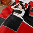 thumbnail image 4 of Homewish Abstract Square 7-Piece Bedding Comforter Set for Female Men,Geometric Plaid King Bedding Sets,Retro Vintage Minimalist Ultra Soft Bed Sheets,Luxury Bedroom Decor,Reversible, 4 of 8
